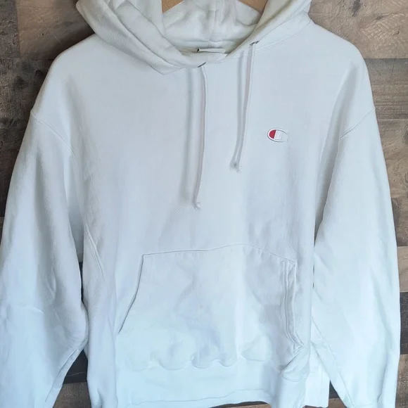 Champion Reverse Weave White Pullover Hoodie Sz Large Men - Picture 11 of 17